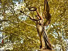 The Soldiers and Sailors Monument (1896) is dedicated to Union soldiers and sailors who died during the American Civil War. It's marked 1861–1865. It is located at Major Mark Park on Hillside Avenue (NY 25) at 176th Street.