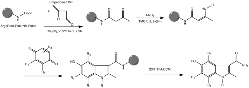 Description of the solid-phase Nenitzescu indole synthesis