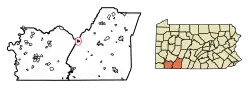 Location of Seven Springs in Somerset and Fayette Counties, Pennsylvania.