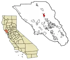 Location of Healdsburg in Sonoma County, California