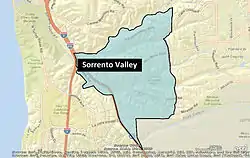 Location of Sorrento Valley, San Diego