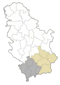 Southern Serbia is shown in brown