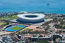 Aerial view of the Cape Town Stadium in Cape Town, South Africa