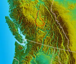 Location of the Cariboo Plateau proper