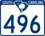 South Carolina Highway 496 marker