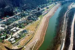 The town is protected by a floodwall along the Tug Fork River