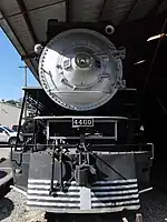 A Southern Pacific GS-6 War Baby steam locomotive 4-8-4 wheel arrangement.