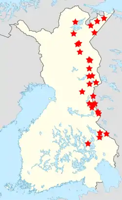 Locations of the ambushes and villages raided by Soviet partisans