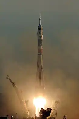 Launch of the Soyuz TMA-8 with Jeffrey Williams, Pavel Vinogradov and Marcos Pontes on March 30, 2006