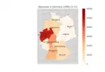 Spaniards in germany per bundesland in 1990