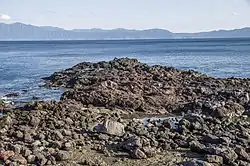 View from Cape Nagasakibana across Kagoshima Bay entrance to the end of the Ōsumi Peninsula