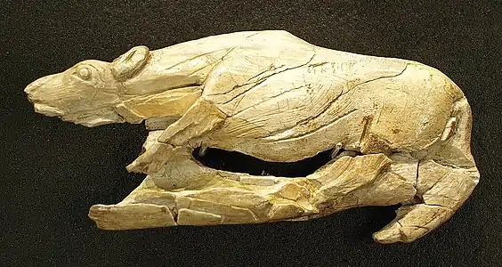 Creeping Hyena, c. 12–17,000 BCE, mammoth ivory, found in La Madeleine, France