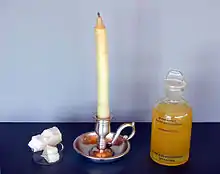 A spermaceti wax candle