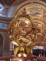 An armillary sphere in the main lobby