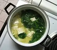 Spinach soup with tofu