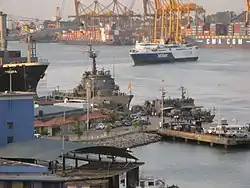 Samudura with two other Patrol Boats of SLN in Colombo Harbour