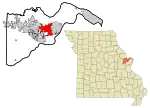 Location of St. Peters in Missouri