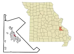 Location of Leadington, Missouri