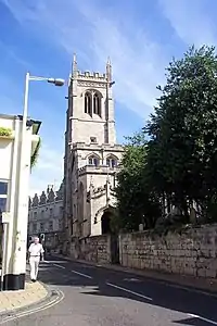 The tower and part of the body of a Perpendicular style church