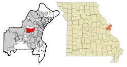 Location of Creve Coeur, Missouri