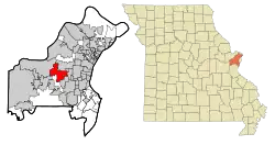 Location of Town and Country, Missouri