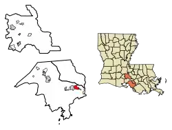 Location of Morgan City in St. Mary Parish, Louisiana.