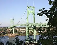 The St. Johns Bridge, as seen from Linnton