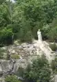 A statue of St Lawrence overlooking the river named after him, the Saint Lawrence River