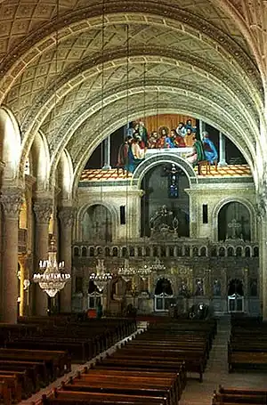 The interior of St. Mark's Coptic Orthodox Cathedral in Alexandria, Egypt, in 2006.