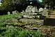 A square platform of three stone steps covered in lichen, with a carved stone block on top