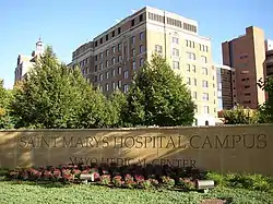 Stone marker for St. Marys Campus, Rochester, Minnesota