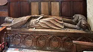 Carved oak Tomb of John De Pitchford (d. 1285). Pitchford, Shropshire