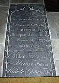 St Peter's, Thornton – Ledger slab in Swithland slate, late 18th century