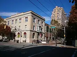 A picture of Saint Peter's Prep taken from the side of Grand Street.