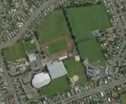 Satellite view of Surrey Park featuring the SIT Zero Fees Velodrome (right) and ILT Stadium Southland.