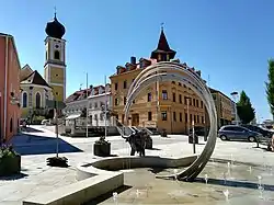 Town square with the Church of Saint John the Baptist