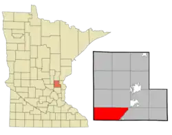 Location of the township of Stanford within Isanti County, Minnesota