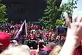 Driving his car at the team's 2018 Stanley Cup Parade.