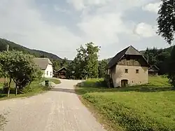 Old Gottscheer houses in Stare Žage