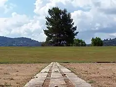 Starting blocks inside the stadium