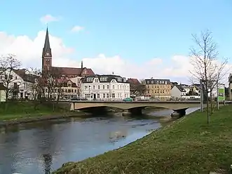 View of the Bode bridge in Staßfurt