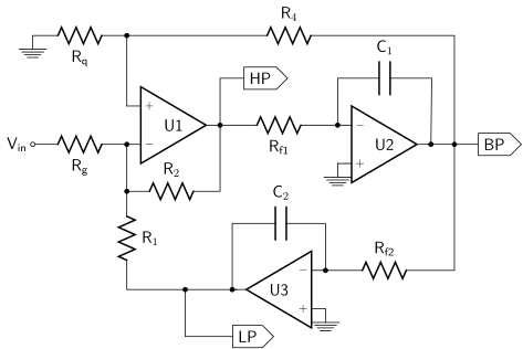 Schematic for a state variable filter