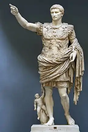 Augustus of Prima Porta, statue of the emperor Augustus, 1st century CE. Vatican Museums