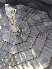 view of a female statue on the roof of the Duomo