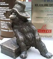 Statue of Paddington Bear in Paddington Station.