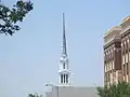 High steeple of First Baptist Church