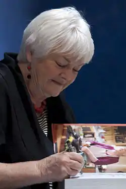 Stephanie Alexander signing one of her books in Adelaide, South Australia