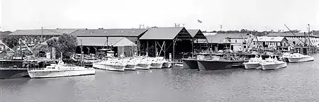 Stephens Bros. Boat Builders in Stockton, California, with 63-foot in 1944