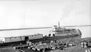 Sternwheeler Distributor and barge at Fort Norman, 1936