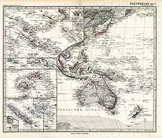 An 1891 German map showing Ganges Island in the Anson Archipelago, east of the Bonin Islands